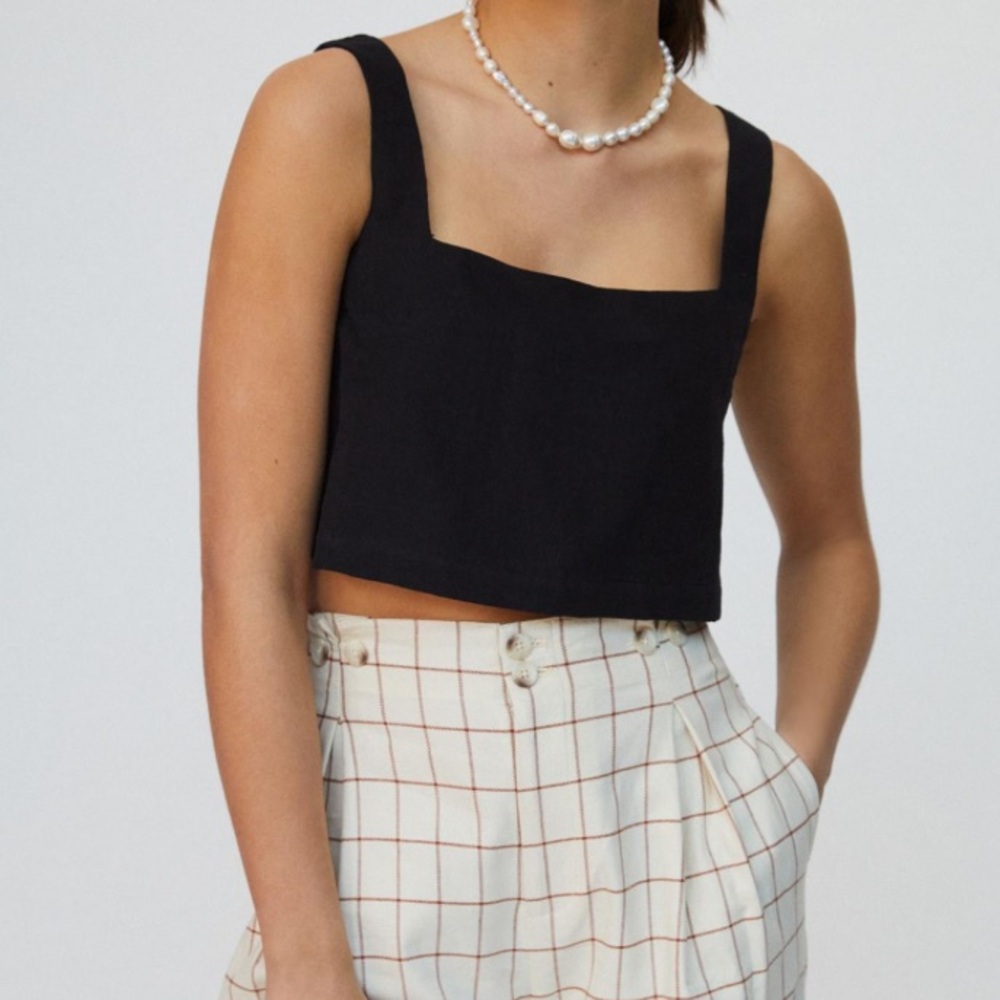 NWT Anthropologie Porridge Linen Tank Top | black | M